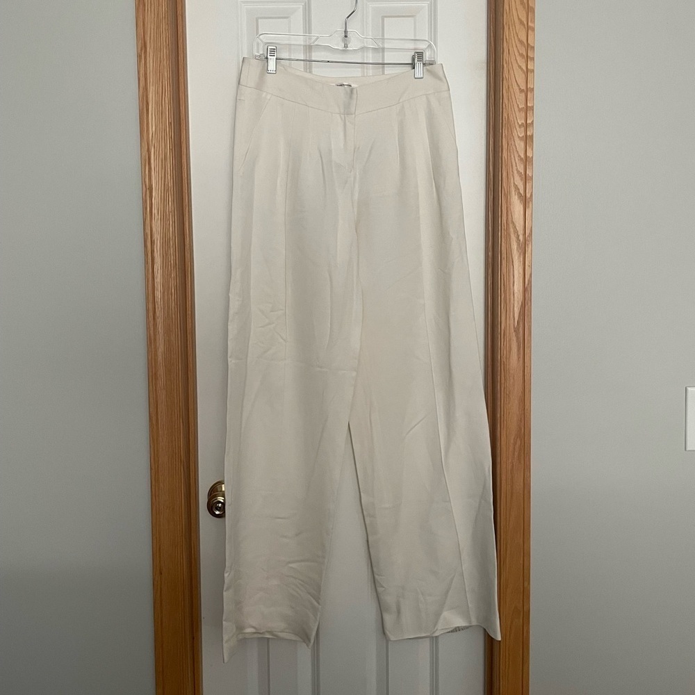 Diane Von Furstenberg High Waist Off White Wide Leg Pants Size 8